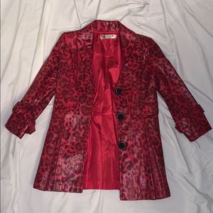 Red and black leather blazer